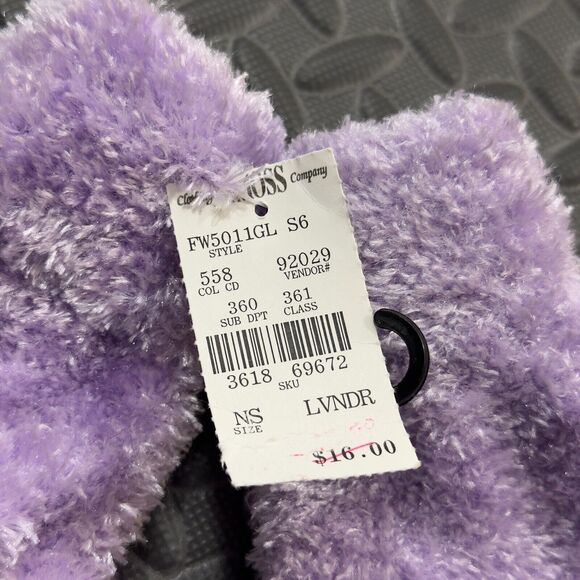 Womens Soft Cozy Fuzzy Fluffy Wrist Gloves Lavender One Size Solid Winter Warm - Picture 2 of 3